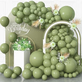 Sage Green Balloons, 113Pcs Retro Olive Green Balloon Garland Arch Kit 5/10/12/18 Inch, Different Sizes Eucalyptus Avocado Green Latex Helium Party Balloons Set For Jungle Safari Birthday Decorations