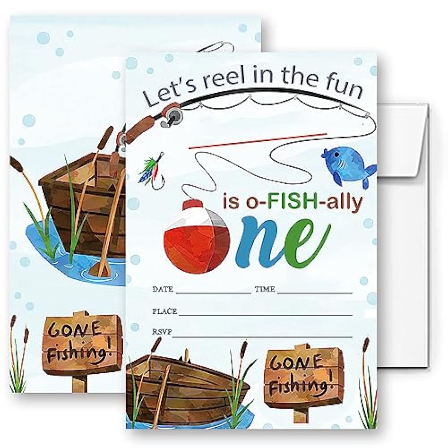 Fishing 1St O-Fish-Ally One Birthday Decorations, Fishing Party Celebration, Fishing Invitations For Birthday. (086)