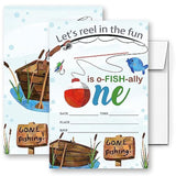 Fishing 1St O-Fish-Ally One Birthday Decorations, Fishing Party Celebration, Fishing Invitations For Birthday. (086)