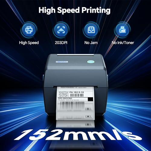Industrial High-Speed Thermal Printer - 8Ips, 203 Dpi, For Large Warehouses & Logistics, Usb/Ethernet, Supports 4.25" Wide Labels, Perfect For Barcode Shipping & Receipts
