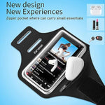 Running Phone Holder, Arm Band For Running For Iphone & Samsung Galaxy, Cell Phone Armband Holder For Walking, Gym, Workout, Men, Women, W/Adjustable Strap & Zipper Pocket (Black-L)