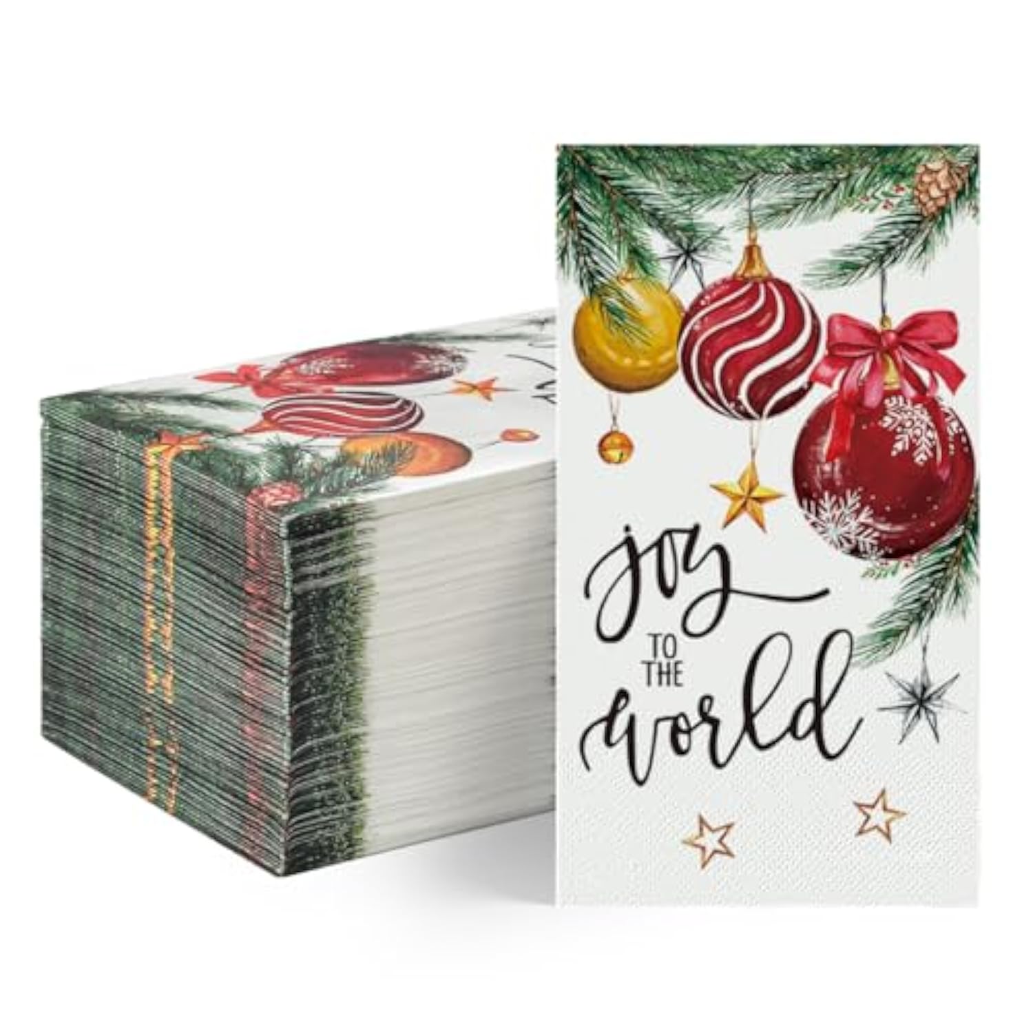 100 Christmas Disposable Paper Decorative Guest Napkins, Xmas Balls For Party Lunch Dinner Kitchen Bathroom