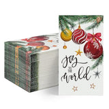 100 Christmas Disposable Paper Decorative Guest Napkins, Xmas Balls For Party Lunch Dinner Kitchen Bathroom