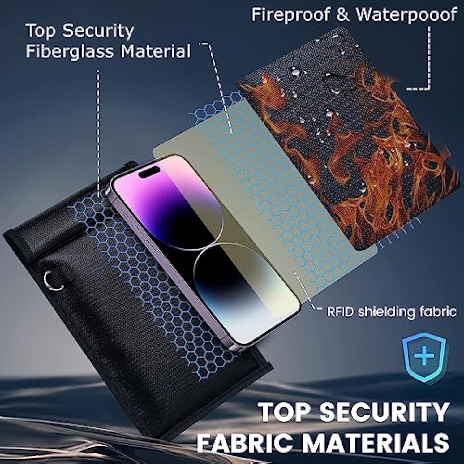 Faraday Bags For Phones And Car Key 2 Pack, Signal Blocking Pouch, Cell Phone Signal Jammer, Car Key/Wifi/Rfid/Gps Signal Blocker Black (M)