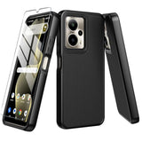 For Cricket Outlast 5G 2024/At&T Motivate Pro 5G Case With Tempered Glass Screen Protector,Dual Layer Heavy Duty Shockproof Protection (Cricket Outlast 5G 2024,Black)