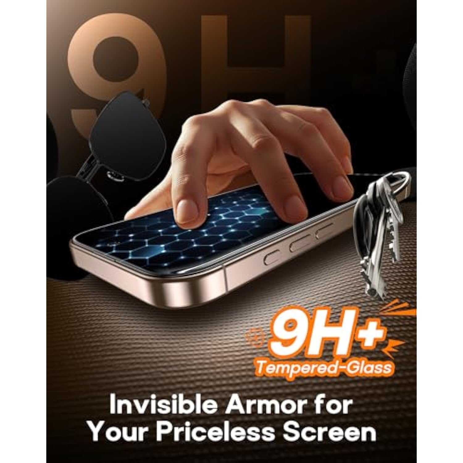 2 Pack For Iphone 16 Pro Privacy Screen Protector Tempered Glass:9H+ Durable, Auto Positioning, Bubble Free, High Definition, Easy Installation