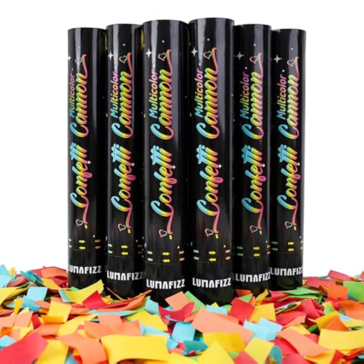 6-Pack 12-Inch Biodegradable Confetti Cannons Multicolor for Parties and Weddings