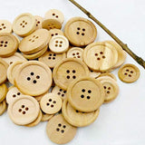 100Pcs Mixed Wooden Buttons Natural Color Round 4-Holes Sewing Scrapbo