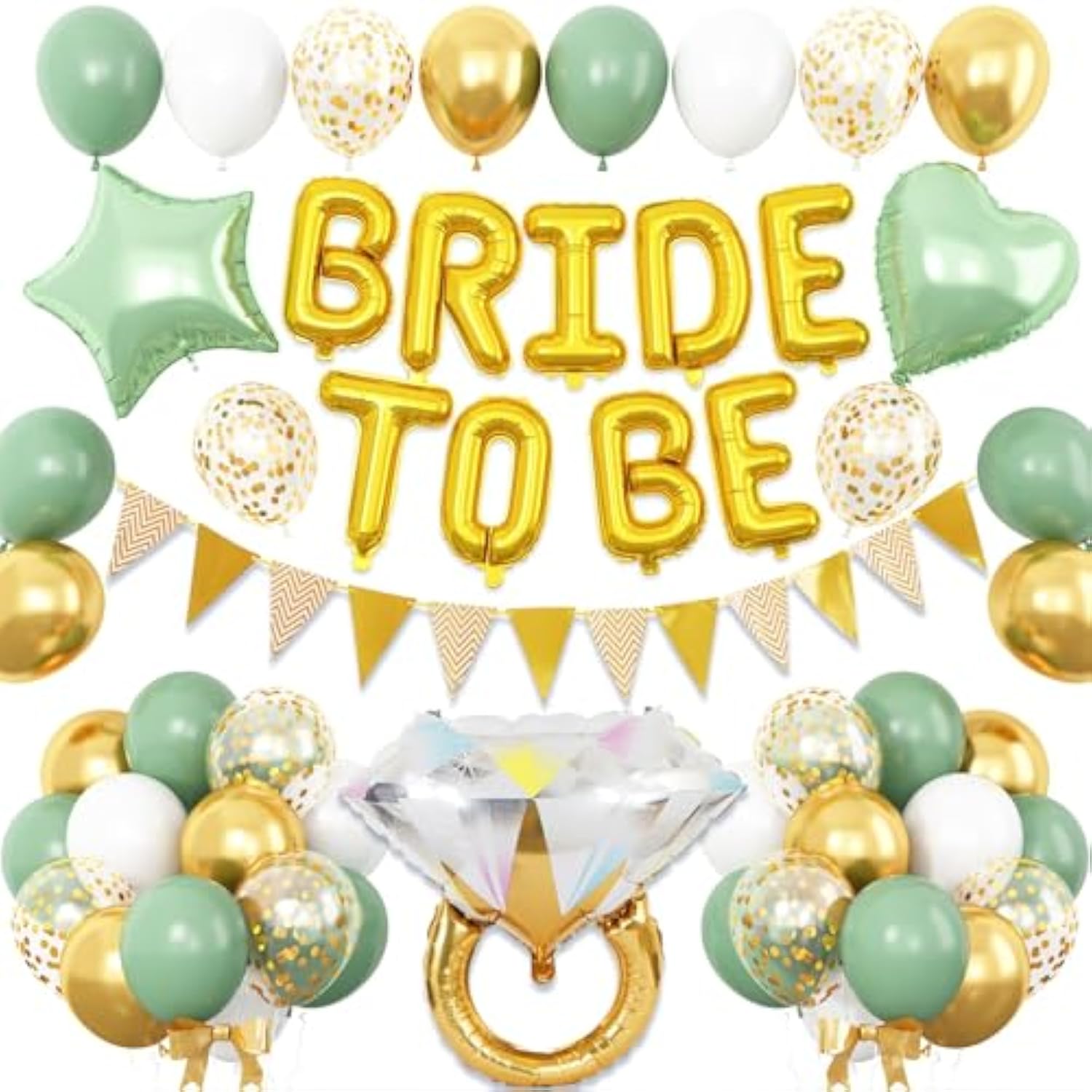 20pcs Sage Green Bridal Shower Kit with Balloons, Banner & Party Favors