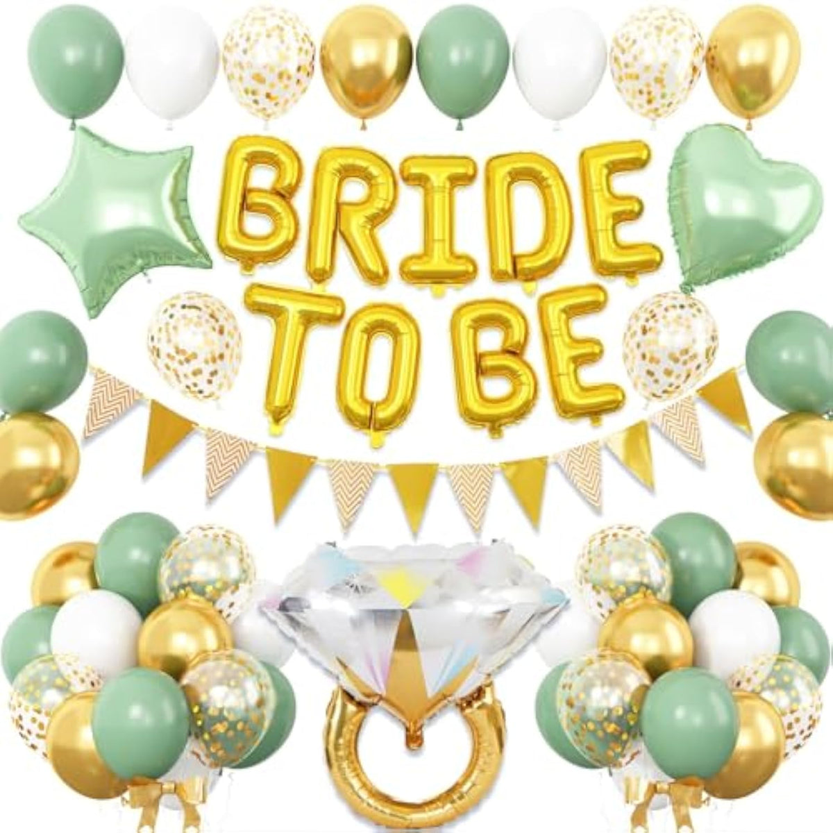 20pcs Sage Green Bridal Shower Kit with Balloons, Banner & Party Favors