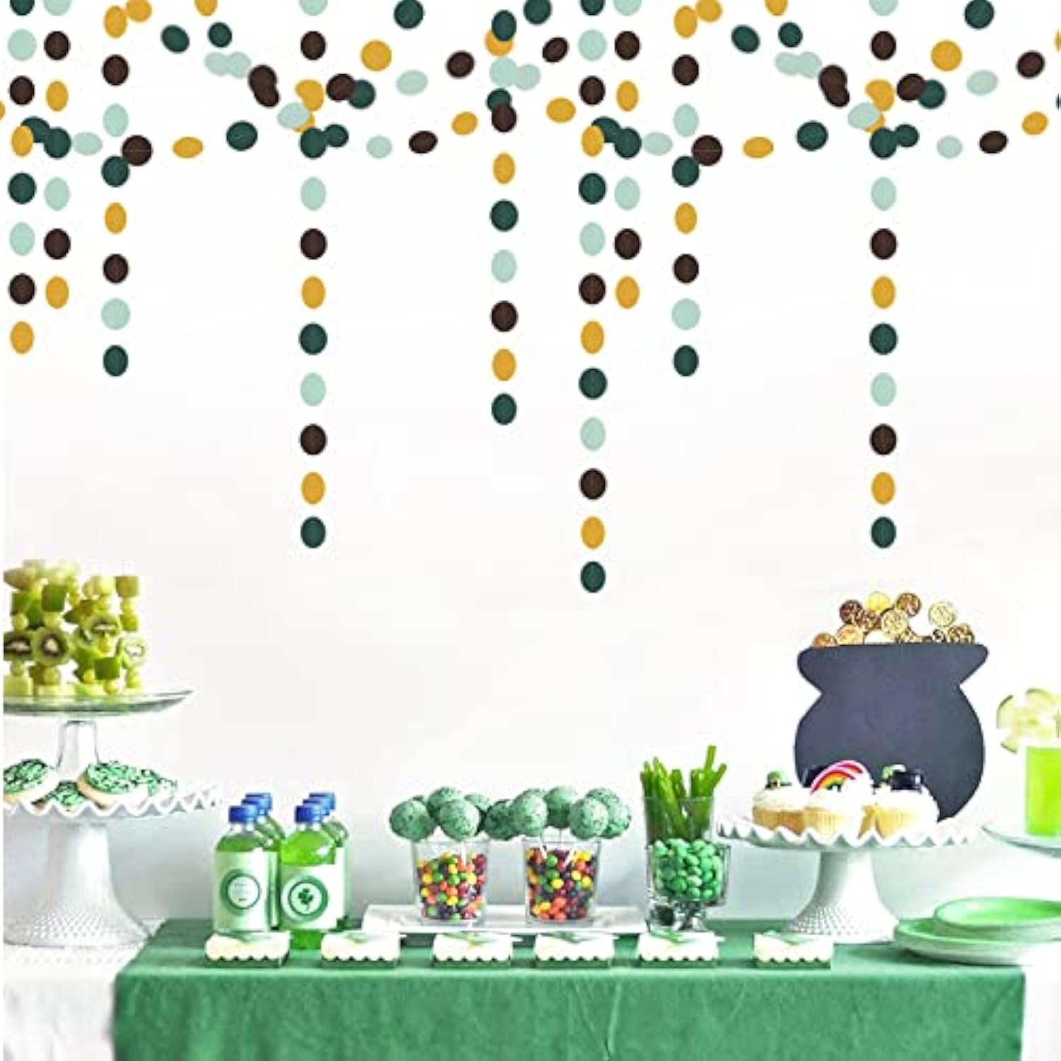 Sage Green Gold Brown Paper Streamers 52ft Baby Shower Party Decor