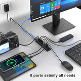 Usb Hub, 8 Ports High Speed Usb 3.0 Hub Splitter With 36W Power Adapter, 3.3Ft