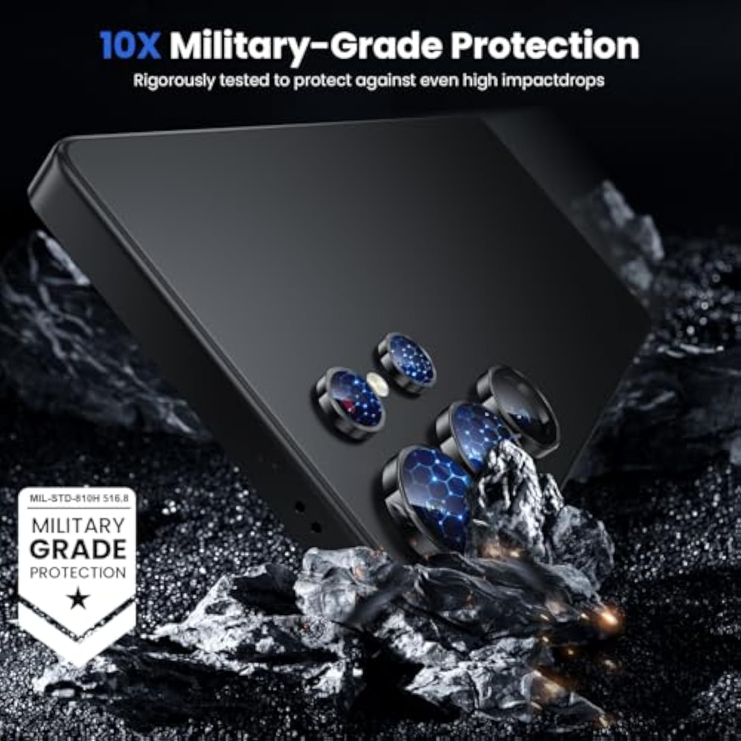 For Samsung Galaxy S25 Ultra Camera Lens Protector - Ultra Thin Case Friendly, 9H Shatterproof Tempered Glass With Aluminum Metal Circle Camera Screen Protector Cover Accessories, Black