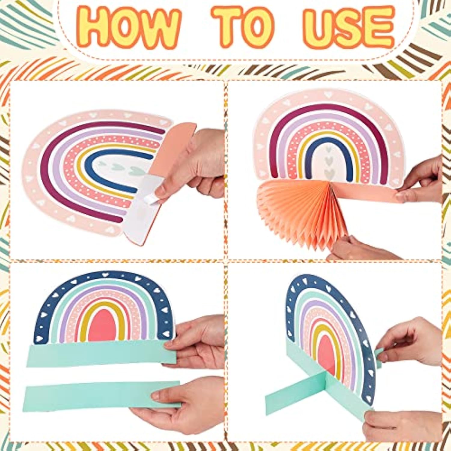 10 Pcs Rainbow Honeycomb Centerpieces for Birthday, Baby Shower & Easter Decor