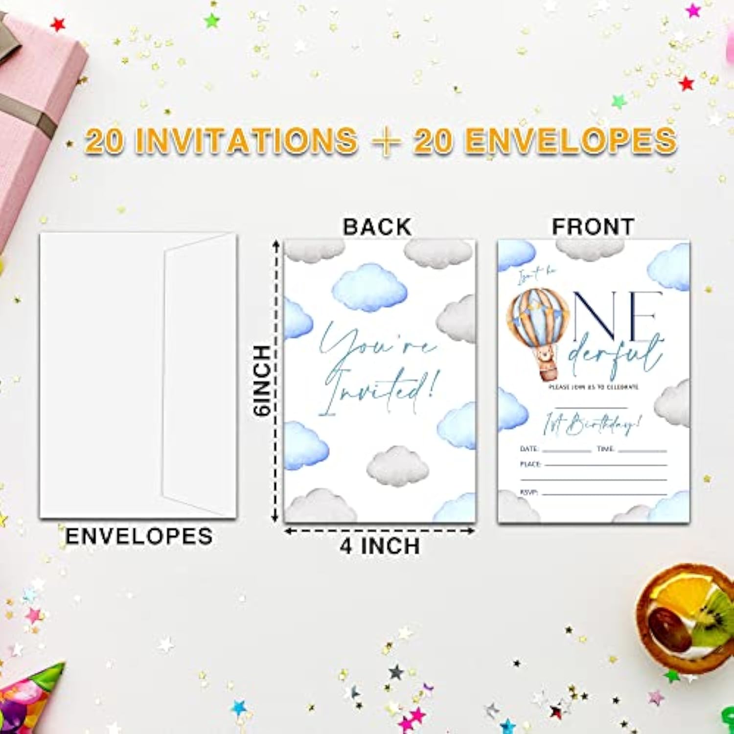 1St Onederful Birthday Invitations For Boys, Isn'T He Onederful Birthday Party Invitation Cards, Boho Bear Party Celebration Supplies Decoration -20 Fill In Invitations With Envelopes (B11)