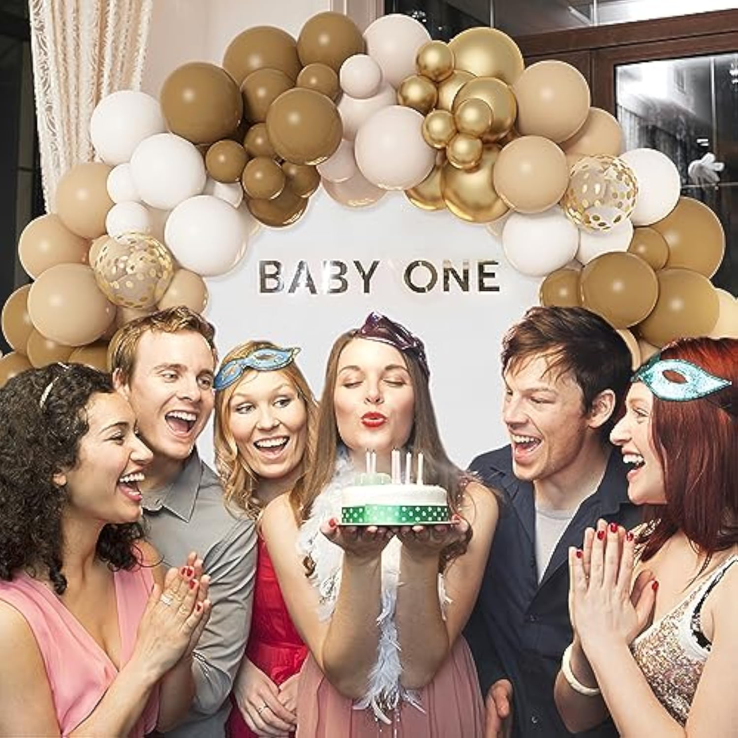 164Pcs Brown Balloons Garland Arch Kit, Nude Coffee Brown Blush Tan Neutral Beige Sand White Gold Balloons For Woodland Tedy Bear Baby Shower Jungle Safari Wedding Wild One Birthday Party Decorations