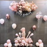 Dusty Pink Beige Balloon, 55 Packs 12 Inch Double Stuffed Retro Baby Pink And Metallic Rose Gold Balloons For Bridal Baby Shower Women Girls Birthday Wedding Party Decorations