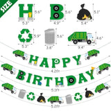 3 Pcs Garbage Truck Birthday Decorations Trash Truck Birthday Banner Waste Management Recycling Rubbish Party Favors For Boys And Girls Baby Shower Parties Supplies