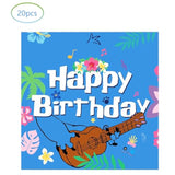 Blue Cartoon Animation Luau Birthday Party Supplies, Include 20 Plates And 20 Napkins, Cartoon Animation Birthday Party Decorations