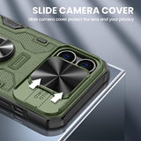 For Iphone 14 Pro Max Case With Slide Camera Cover Built In 360° Rotate Ring Stand Kickstand Fit For Magnetic Car Mount Cover For Iphone 14 Pro Max 6.7" 2022 - Green