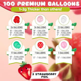 All-In-1 Strawberry Balloon Arch Kit & Garland With Bonus Strawberry – Small And Large Red Pink Green Strawberry Balloons – Strawberry Shortcake Party Decorations Supplies For Birthday & Baby Shower