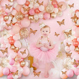 150Pcs Rose Gold Pink Butterfly Balloon Garland Arch Kit Theme Baby Sh