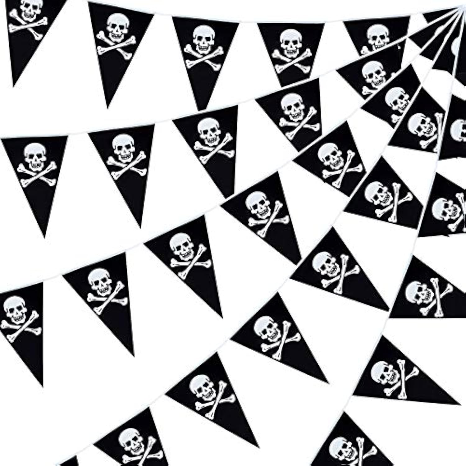 60pcs Pirate Skull Banner — Jolly Roger Flag Pennant for Halloween Party