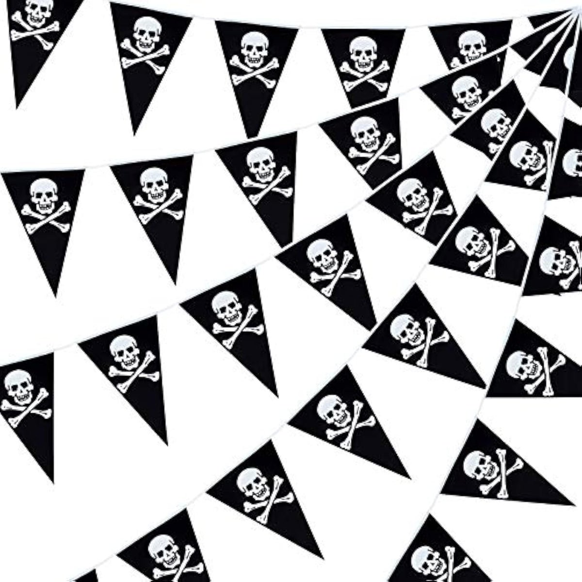 60pcs Pirate Skull Banner — Jolly Roger Flag Pennant for Halloween Party