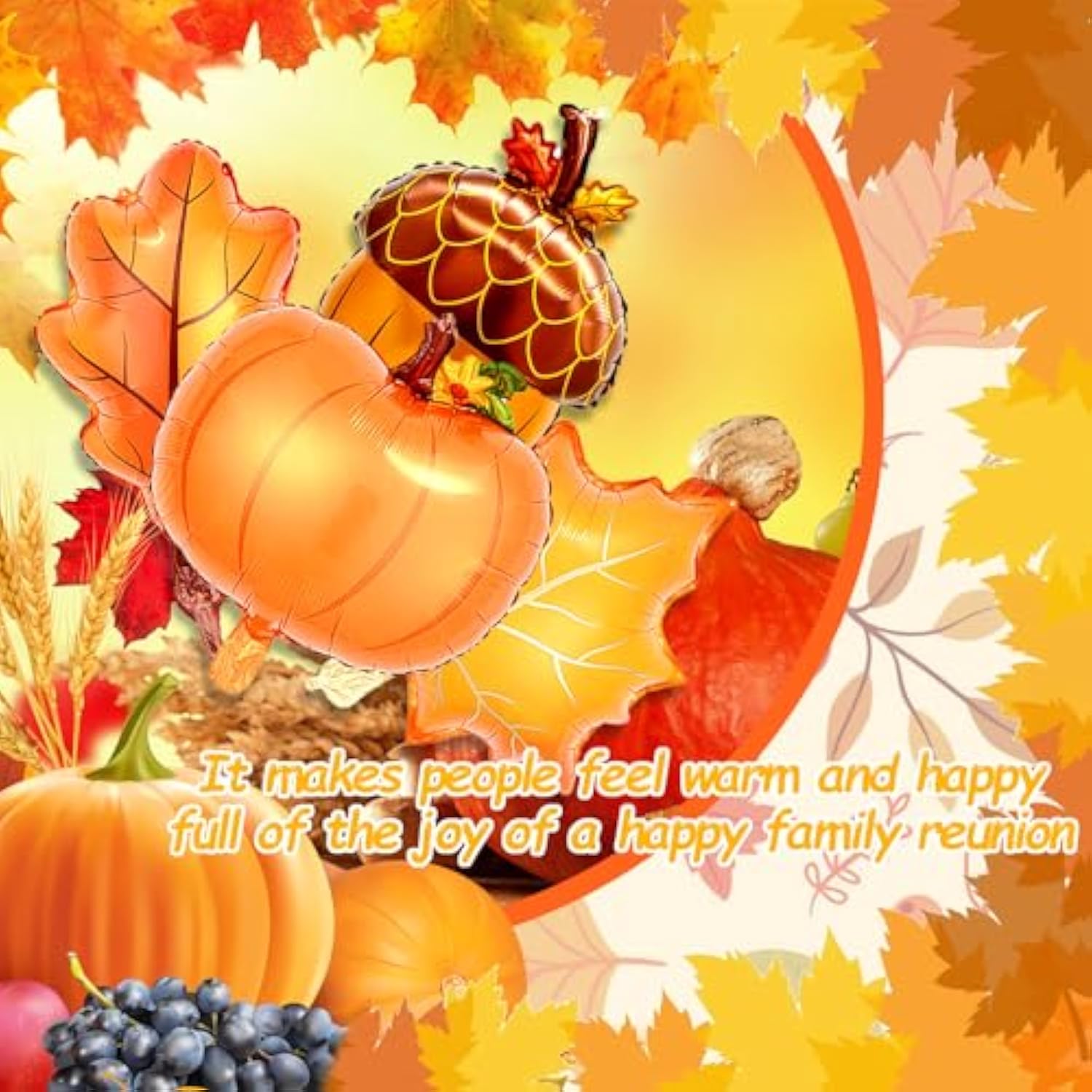 Thanksgiving Foil Balloons: Pumpkin, Maple Leaf, Acorn Party Decor (12Pcs)