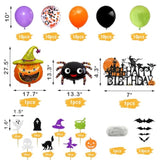 Halloween Birthday Party Decor Set – Includes Banner, Balloons, Cake Topper & Fringe Curtain