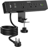 Desk Clamp Power Strip 3 Outlets 20W USB C 6FT Cord 14AWG 980J Surge Protector Black