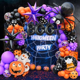 157Pcs Halloween Balloon Arch Kit - Eyes, Spider, Bat, Ghost, Pumpkin & Black, Purple, Orange