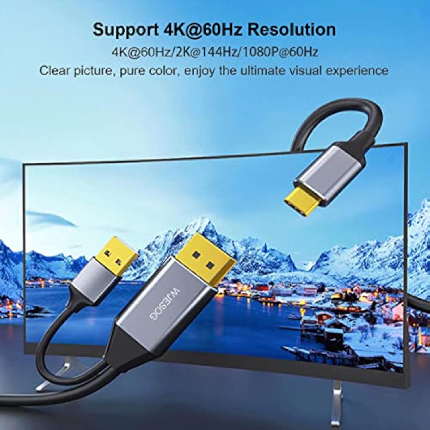 Displayport To Usb C Cable 6.6Ft 4K@60Hz With Usb Cable Adapter,Dp Male To Typ