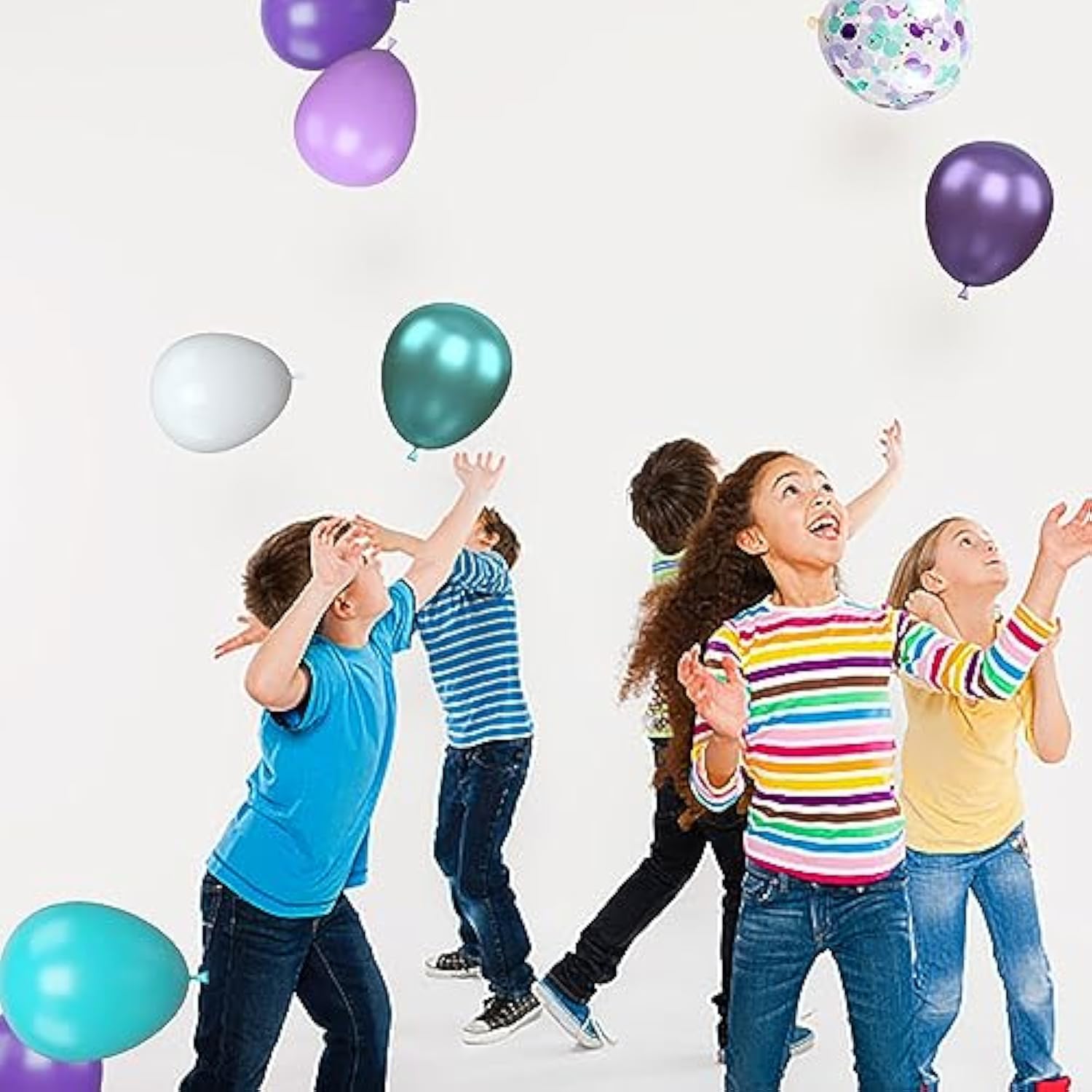 Purple And Blue Balloon Garland Kit, Fish Tail Arch Party Supplies With Purple Green Confetti Balloons For Girls Birthday Party Decorations