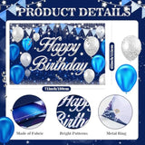 Happy Birthday Banner - Birthday Decorations For Men Women Boys Girls Blue Sliver Birthday Party Banners Welcome Happy Birthday Background Sign Theme Party Decorations Indoor Outdoor