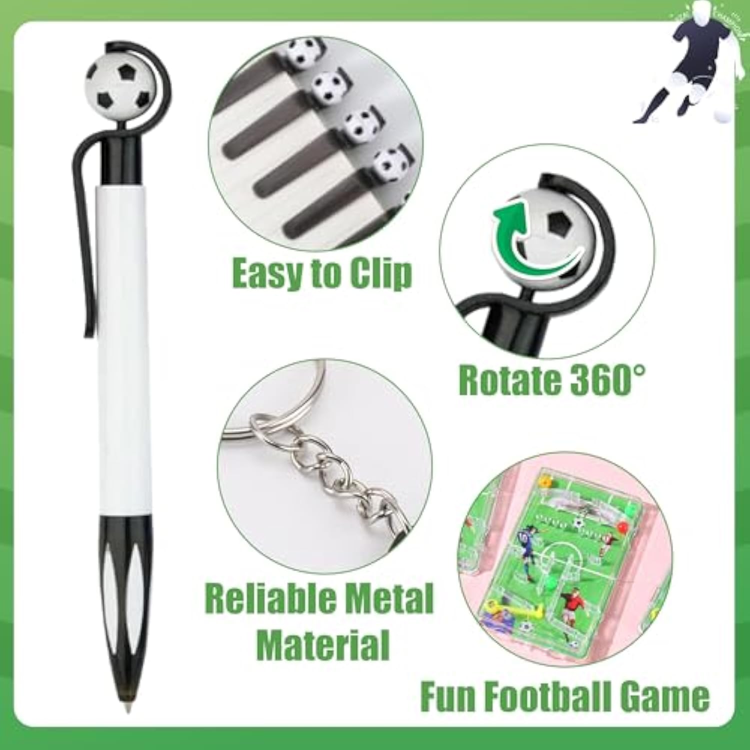 36pcs Soccer Party Favor Set Pens Keychains Pinball Disks Goodie Bags