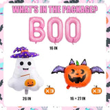 Pink BOO Ghost Pumpkin Foil Balloons Halloween Party Decorations (Purple Theme)