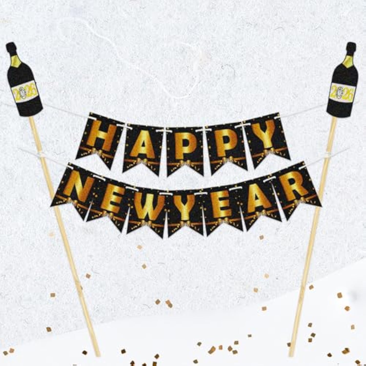 Happy New Year 2026 Cake Topper Bunting Banner Garland Party Decor