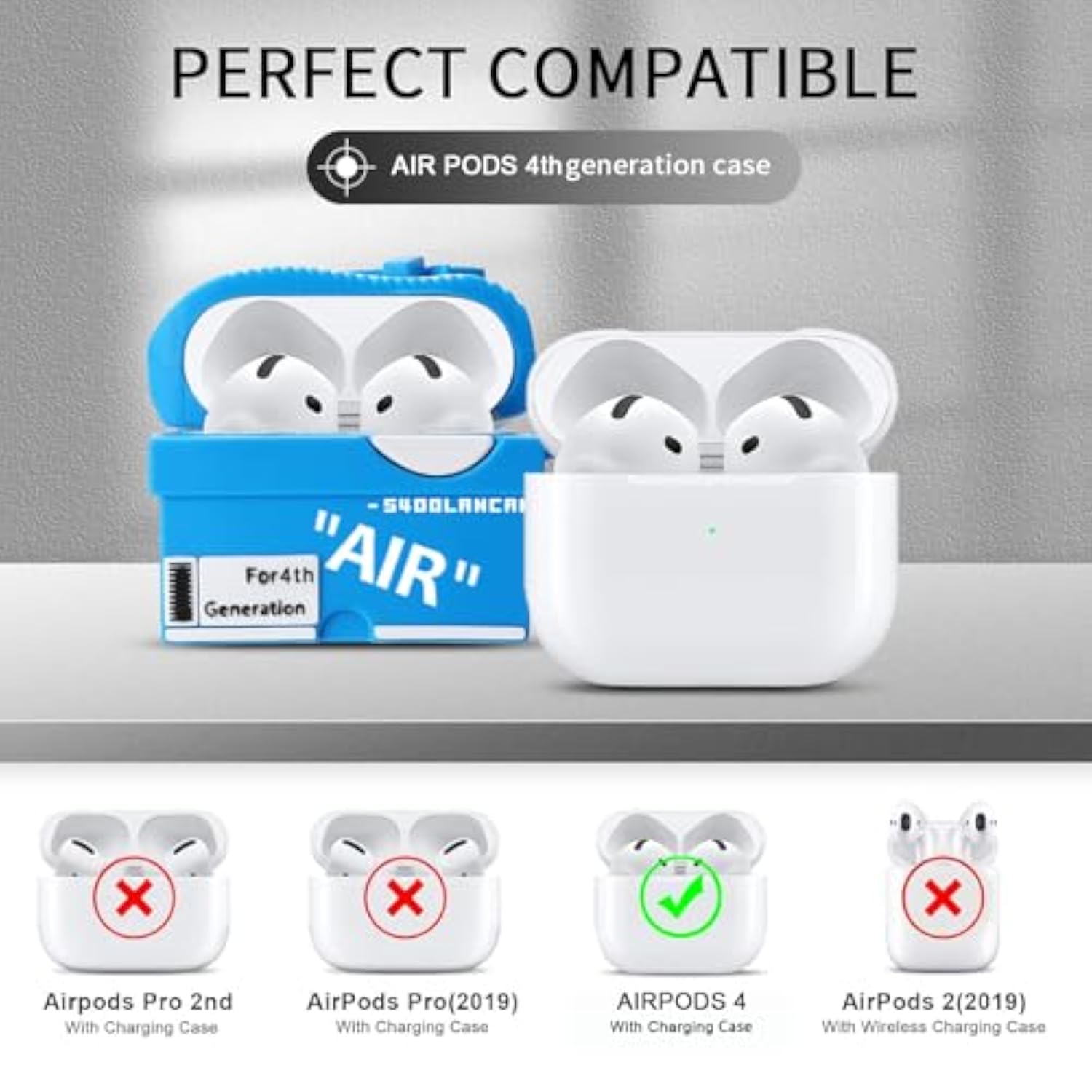 [2Pack] For Apple Airpods 4Th Generation Case Cover(2024), Cute Cartoon Shoe Box Soft Silicone Protective Cases For Airpods 4 Case With Keychain For Women Men?Red+Blue