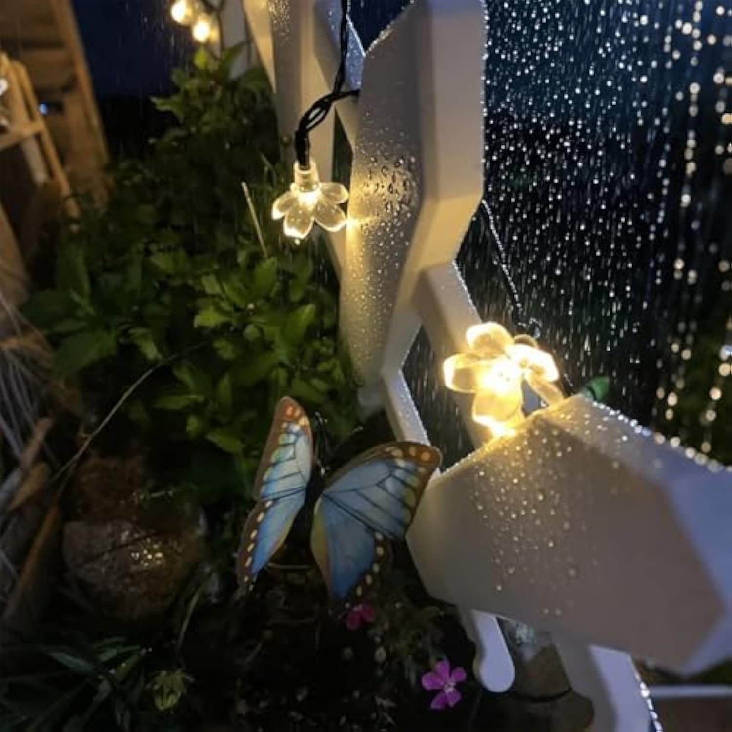 Solar Flower String Lights, 50 Led Outdoor Patio Lights Waterproof, Fairy Lights For Outside Patio Garden Fence Yard Chr