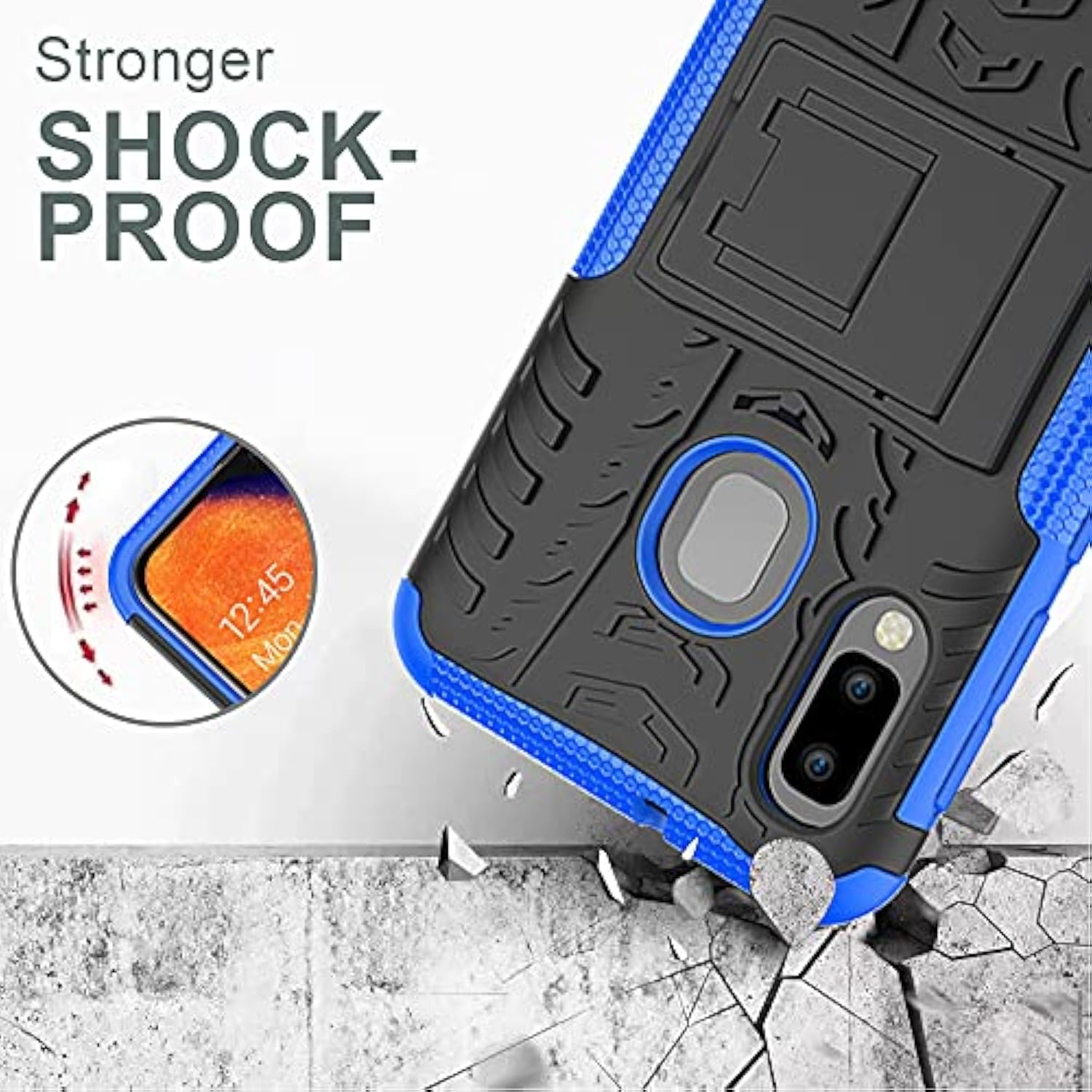 Samsung Galaxy A10E Case, Shockproof Slim Protective With Kickstand Hard Phone Cover For Samsung Galaxy A10E (Blue)