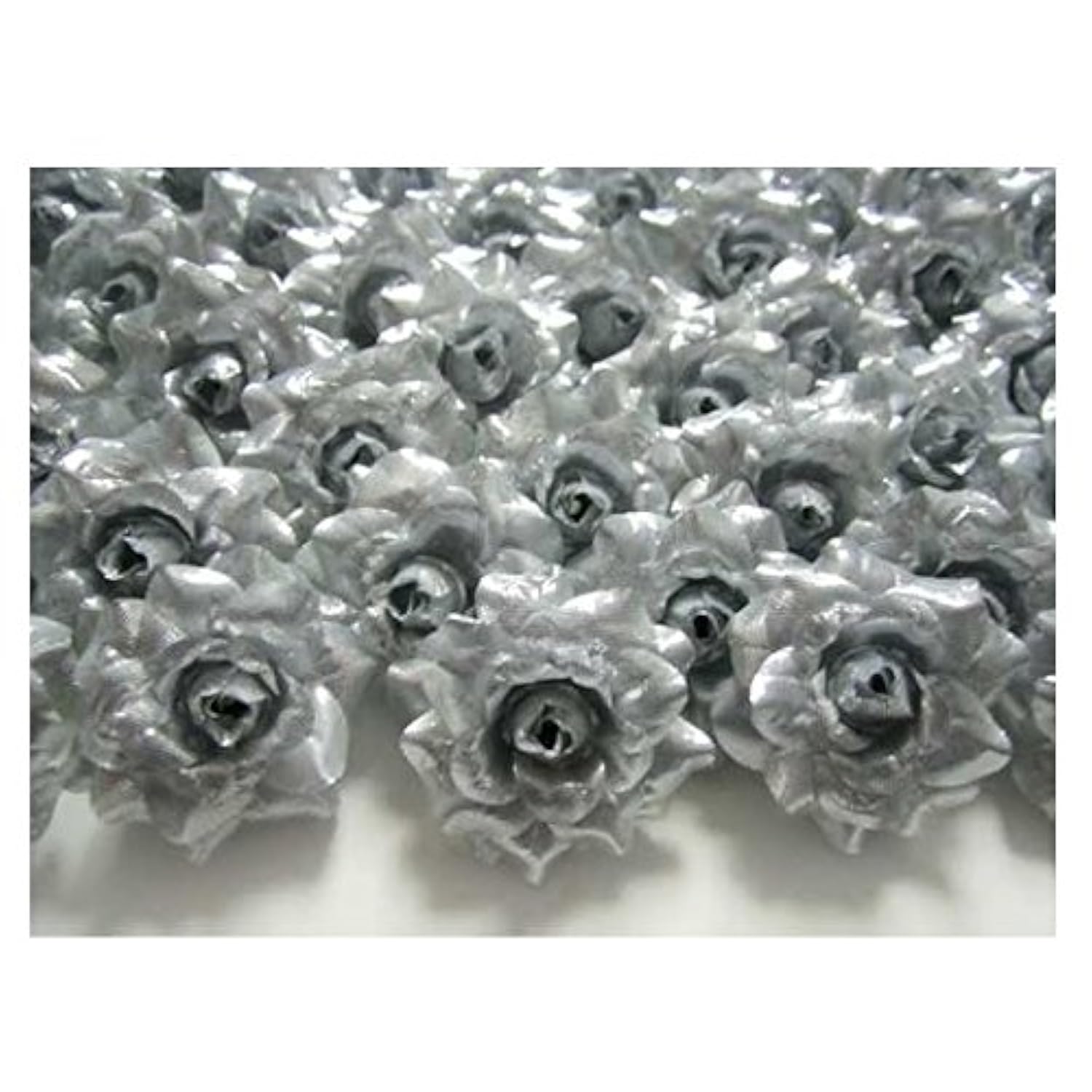 50 Silk Flower Gold & Silver Roses Flower Head - 1.75" - Artificial Flowers Heads Fabric Floral Supplies Wholesale Lot For Wedding Flowers Accessories Make Bridal Hair Clips Headbands Dress