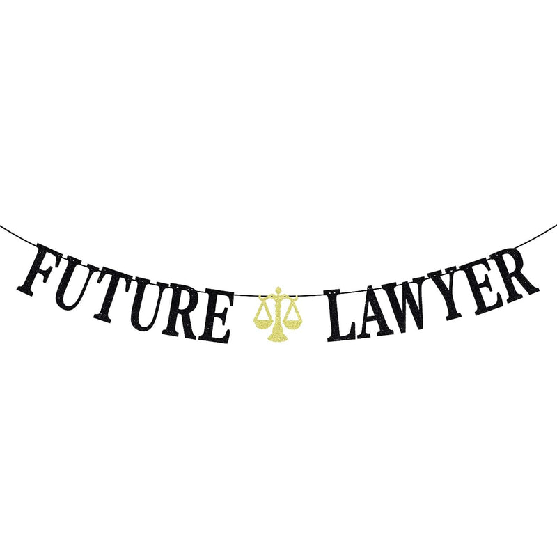 Black Glitter Future Lawyer Banner - Congrats Lawyer Graduation Buntin