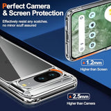 Google Pixel 8 Clear Case, 20X Anti-Yellowing, Built-In 4 Airbags, 10Ft Military Protection, Tempered Glass Screen Protector, Slim Fit