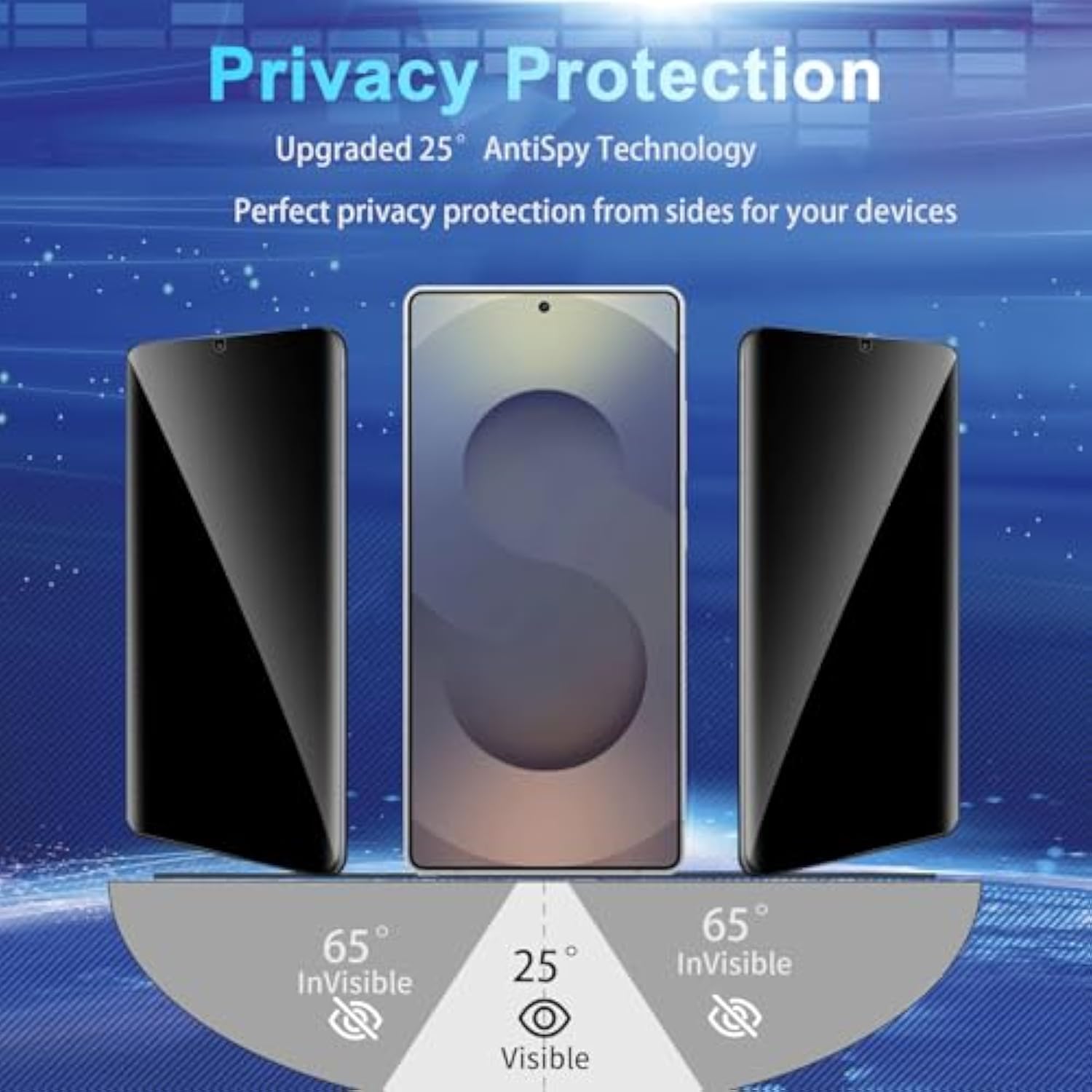 [2+2 Pack] Privacy Screen Protector Compatible With Galaxy S25 Ultra 5G - 2 Tempered Film + 2 Camera Lens Glass, High Clarity, Bubble Free, Anti-Spy Protection - Anti-Shatter