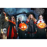 Halloween Backdrop 7x5ft Graveyard Gate Skeleton Pumpkin Full Moon Cemetery Banner Party Decoration