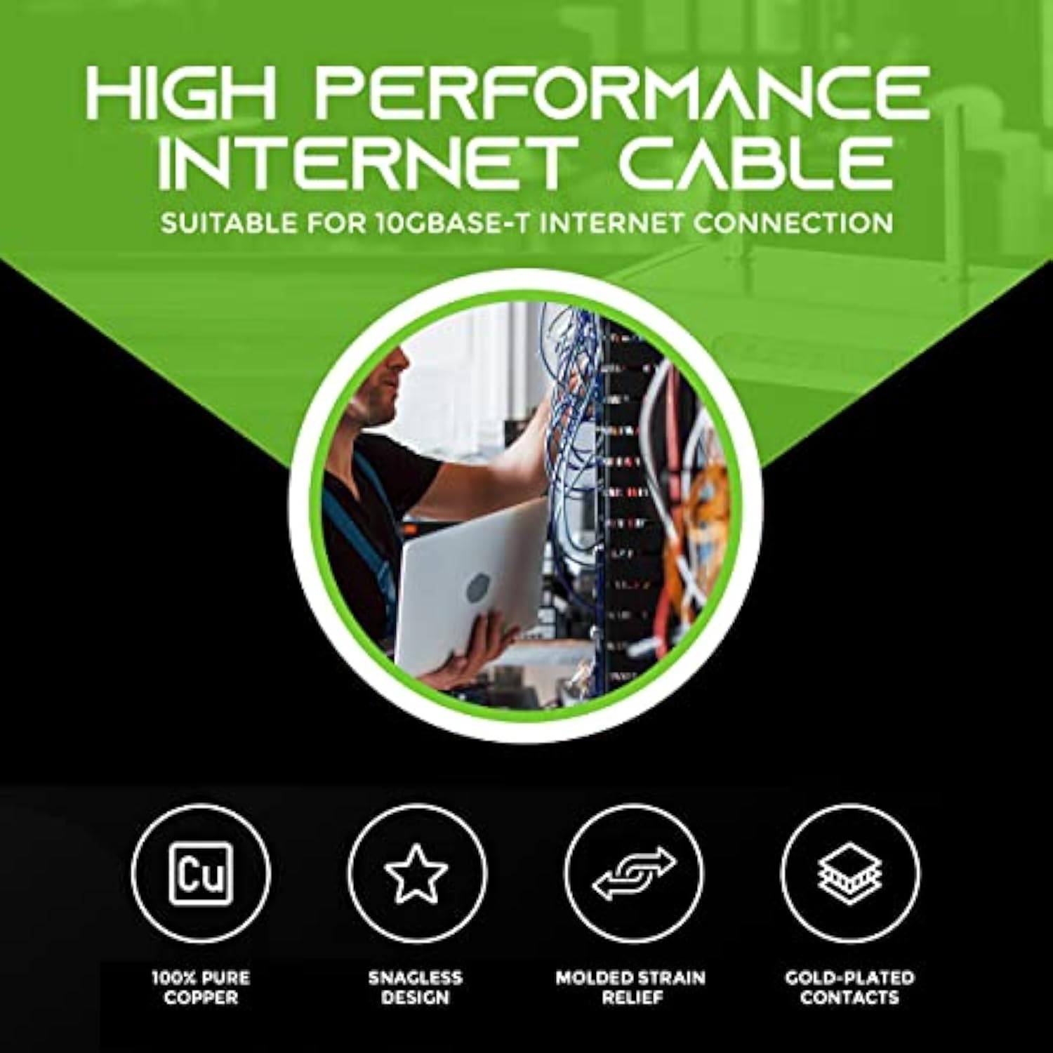 GearIT 20-Pack, Cat5e Ethernet Patch Cable 10 Feet - Snagless RJ45 Computer LA