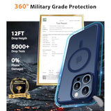 Magnetic For Iphone 15 Pro Max Case [Compatible With Magsafe] With 2X Screen Protector, Military-Grade Slim Shockproof Phone Cover Translucent Matte Anti-Fingerprint For Iphone 15 Promax, Blue