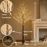 Lighted Snow Flocked Twig Tree With Fairy Lights 6Ft 330 Led For Indoor Home Thanksgiving Christmas Holiday Decoration