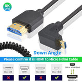 8K Micro Hdmi To Hdmi Cable, Extreme Slim Hdmi To Micro Hdmi Cable, 90 Degree